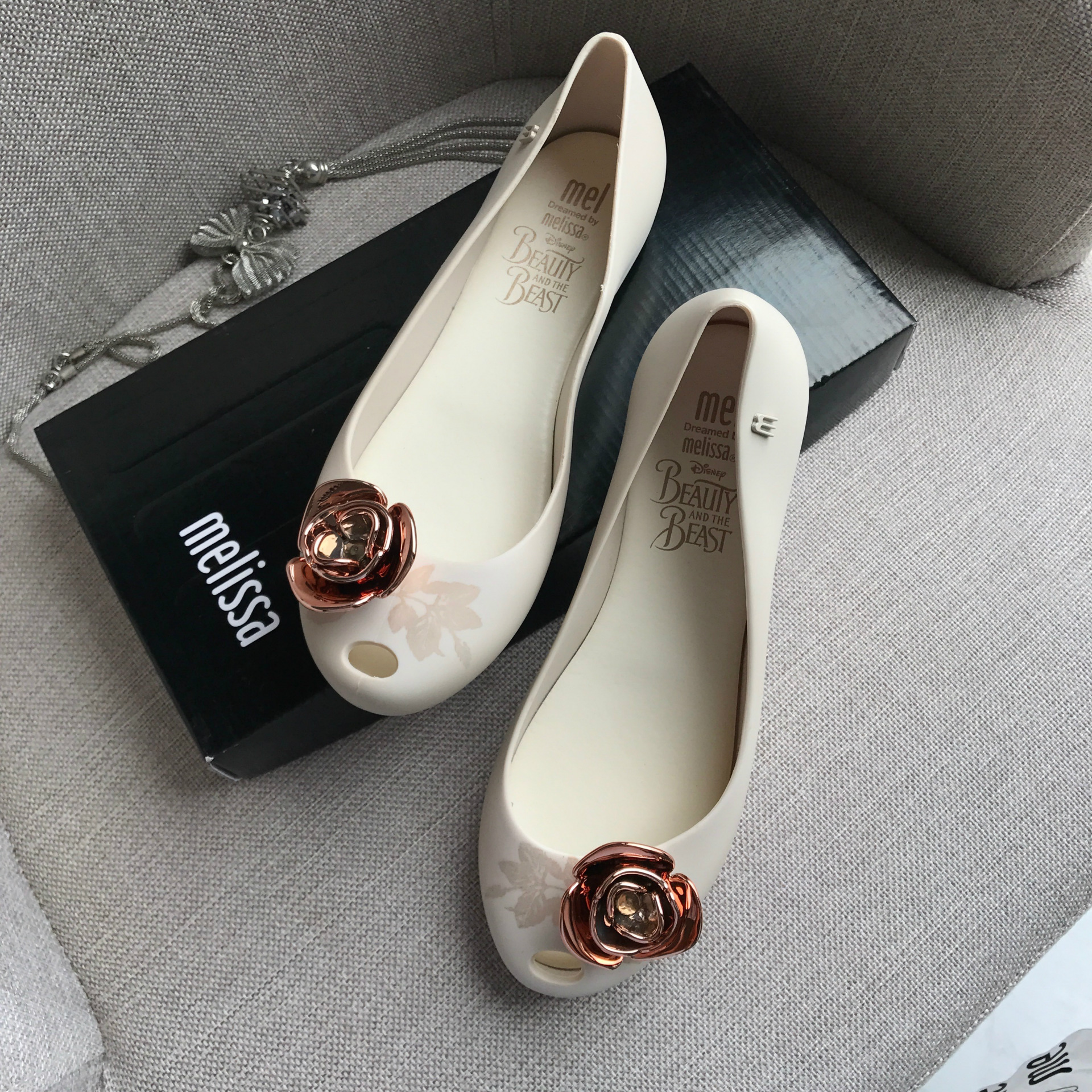 2017春夏新款melissa/梅丽莎 美女与野兽 花朵果冻鞋女士浅口单鞋