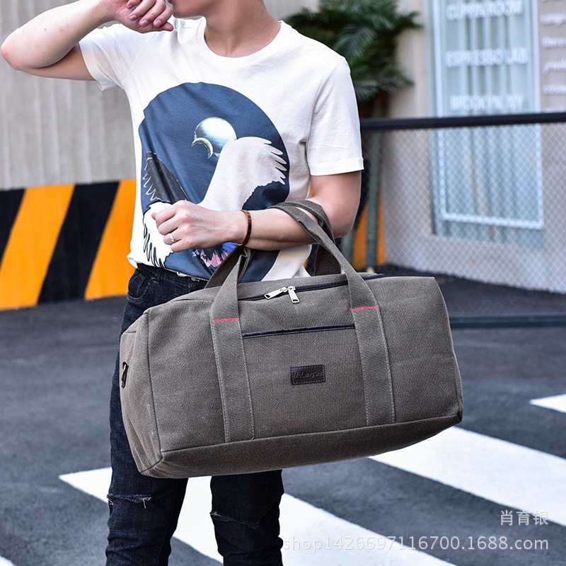 木原u形开口帆布手提大码行李包男 单肩旅行袋长途大包女待产包