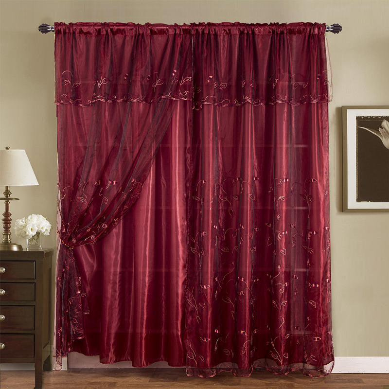 【美米】南美风格出口窗帘批发绣花双层窗帘成品特价亚马逊窗帘