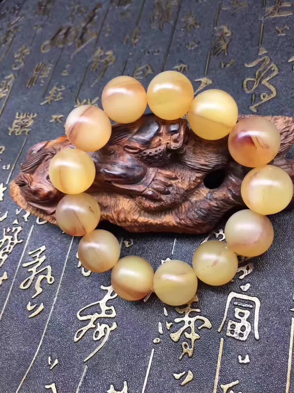 天然血丝羊角手链佛珠手串颗羊角佛珠手链羊角血料羊角 民族风