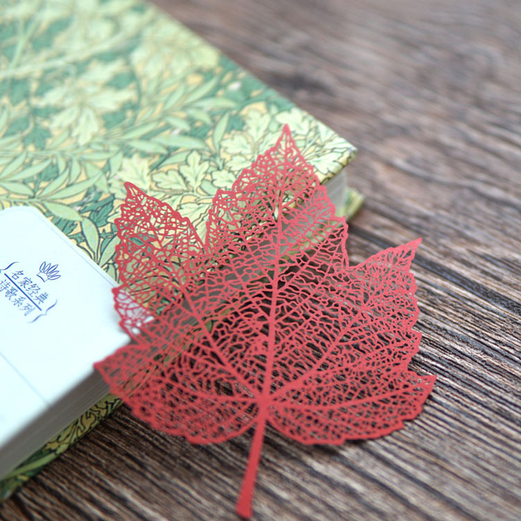 创意枫叶镂空纸书签精纹叶脉精美剪纸清新定制 【精雕细致】