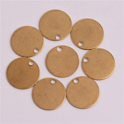 20mm单孔光面圆形铜片可刻字diy极简耳环配件五金首饰材料7886