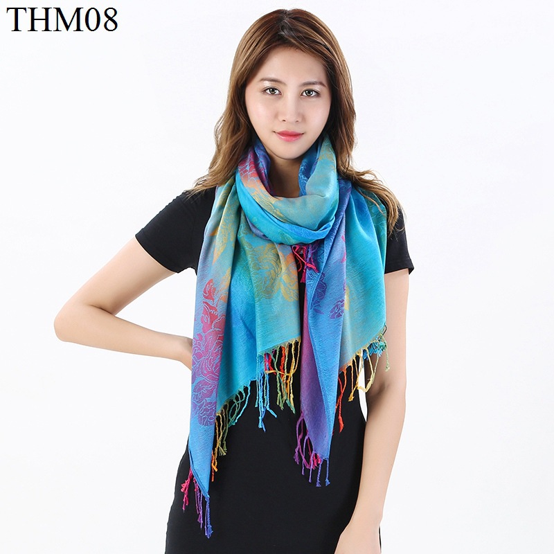 Autumn and Winter Ethnic Style Scarf Women's Vintage Tassel Shawl Travel Shawl Hot Selling Warm Jacquard Cotton Rose Scarf