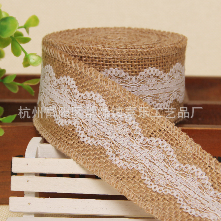 Manufacturers Supply DIY Craft Burlap Roll Lace Burlap Roll 4cm Wide Two Lace Burlap Roll