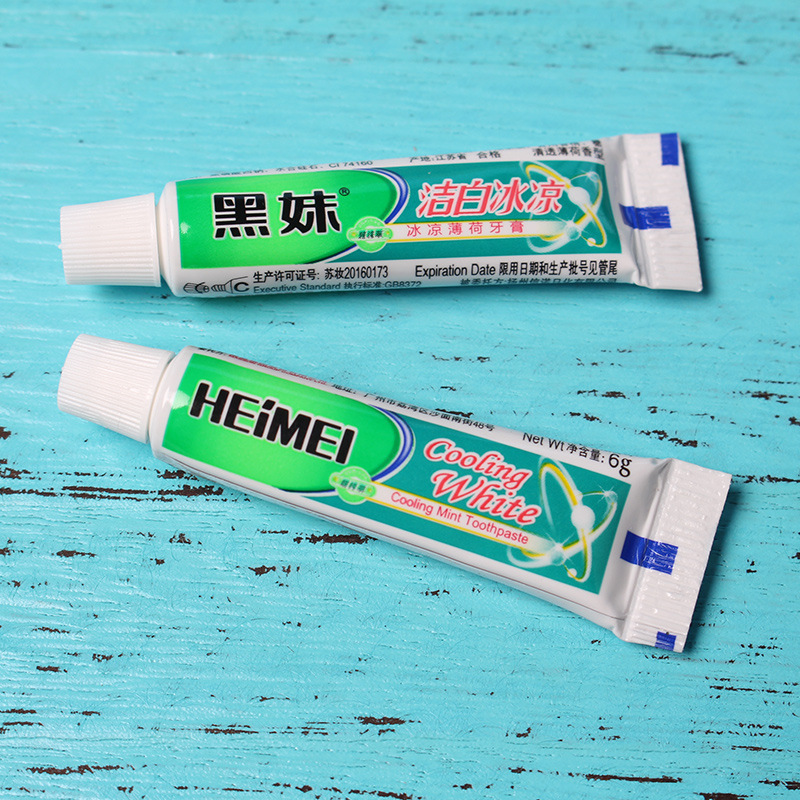 宾馆旅游客栈一次性牙膏黑妹酒店用牙膏6g洁白冰凉清透薄荷味牙膏