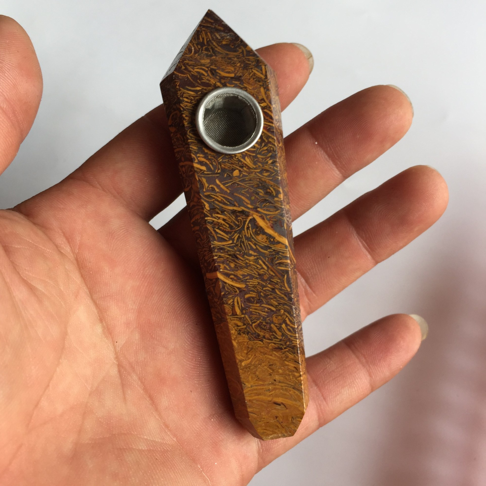 天然青金石黑曜石东陵玉萤石水晶烟斗抽斗烟袋9.5-11厘米厂家直销