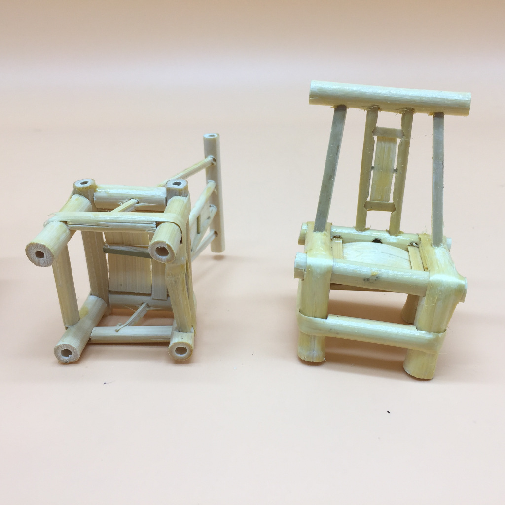 创意手工竹子工艺品竹制儿童过家家玩具椅子组合套装竹桌椅摆件