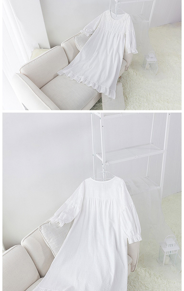 棉裙 少女居家服 产品类别:睡衣 风格:蕾丝公主 厚薄:中等 颜色:白色