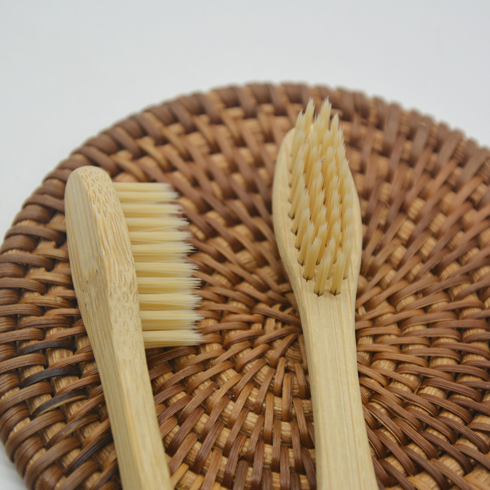 生态竹子牙刷 美女柄米色磨尖 环保牙刷