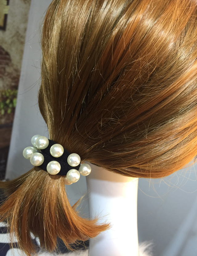 发圈 春夏新款大小珍珠钻球发圈 韩版淑女百搭头圈 甜美皮筋发饰