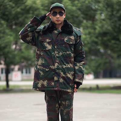 厂家zp新式二炮迷彩棉大衣 户外防寒作训大衣冬季防寒温区军大衣