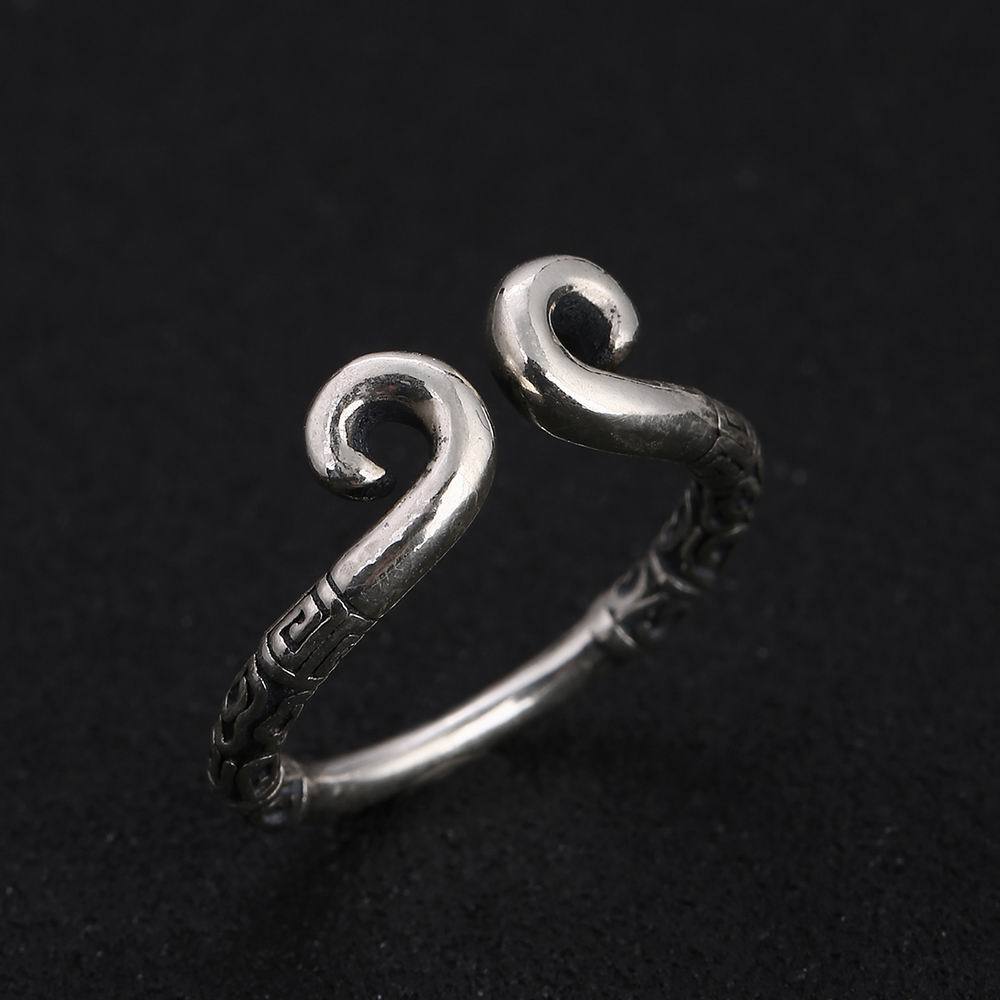 假一赔十创意纯银复古祥云紧箍圈饰品 金箍圈至尊宝男女情侣戒指-阿里