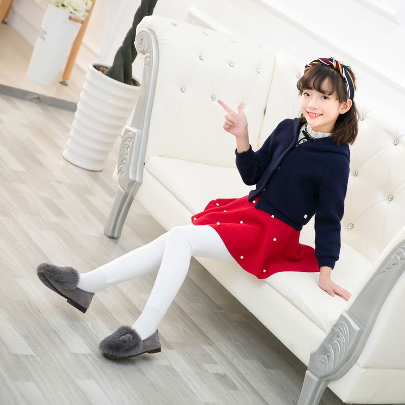 儿童连裤袜2019春新款韩版童袜抗起球拉绒女童打底袜白色舞蹈袜