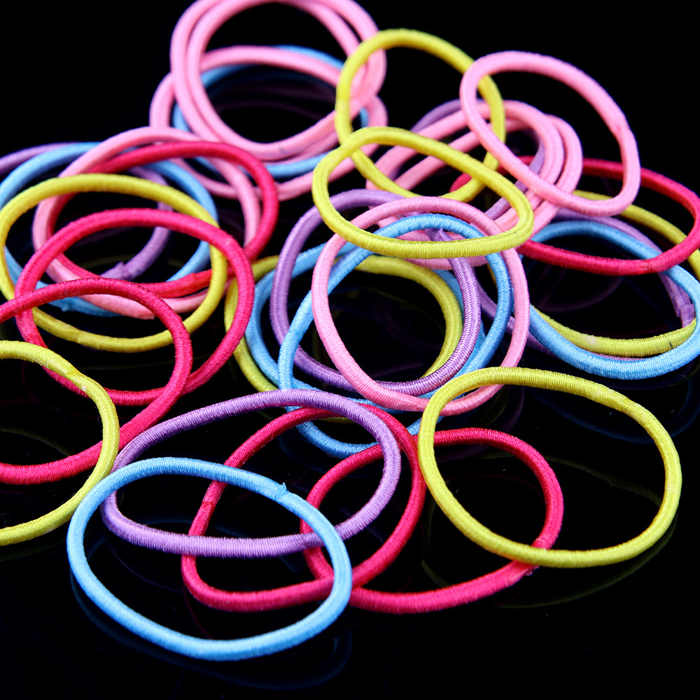 糖果色粘胶皮筋发饰 儿童马尾辫松紧绑带 简约皮筋发圈头绳