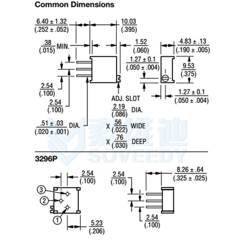 美国bourns 3296p-1-201lf 200r 电位器 精密微调电位器 可调电阻