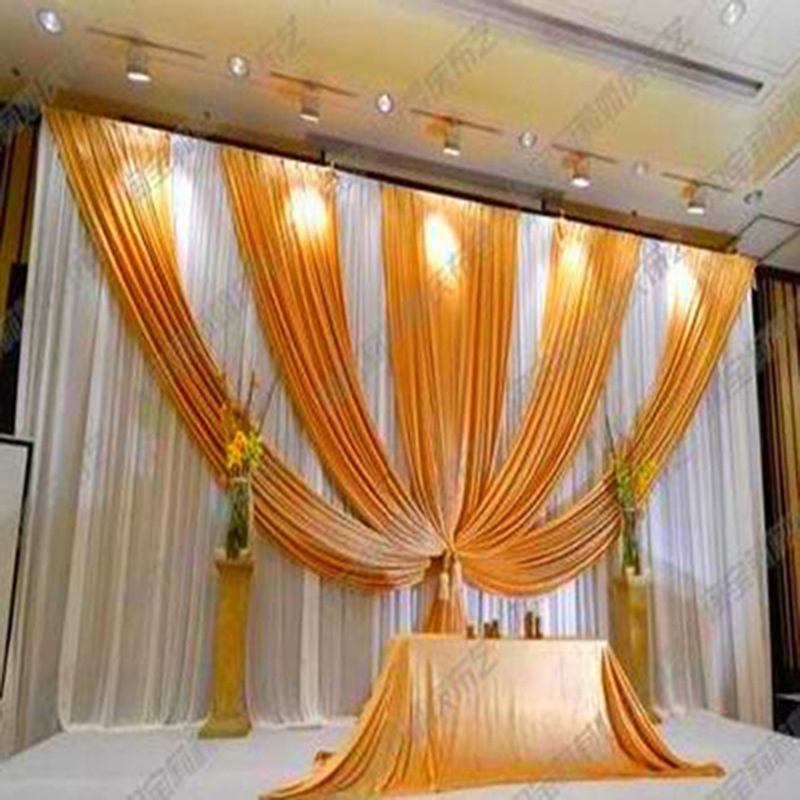 新款婚庆背景纱幔成品香槟色婚礼舞台装饰结婚用品布置布幔