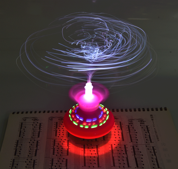 新款带皇冠光纤电动闪光音乐陀螺 漂移陀螺 ufo发光玩具 厂家直销