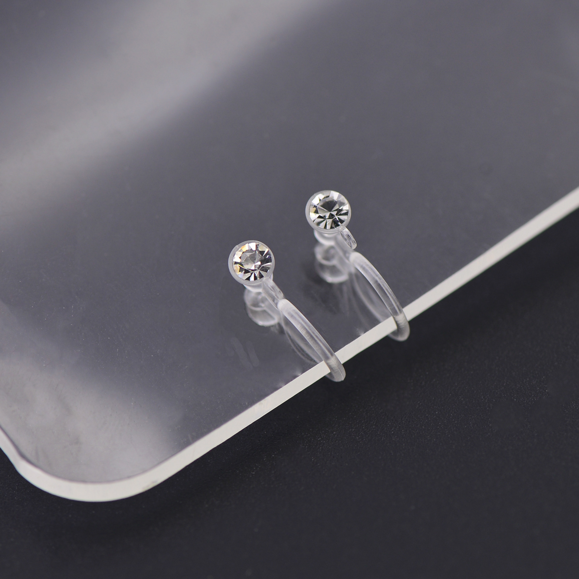 新款u形树脂耳夹有吊圈配饰 无耳洞饰品配件 塑料耳夹配件