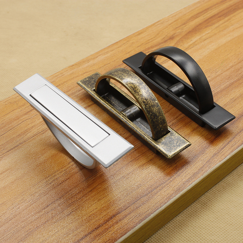 榻榻米隐形拉手暗拉手简约地台地柜隐形踏踏米抽屉旋转平面把手