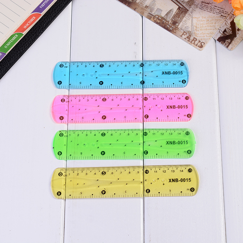 Creative Color PVC Plastic 15cm Soft Ruler Bookmark Ruler Raw Office Measurement Study Stationery Wholesale