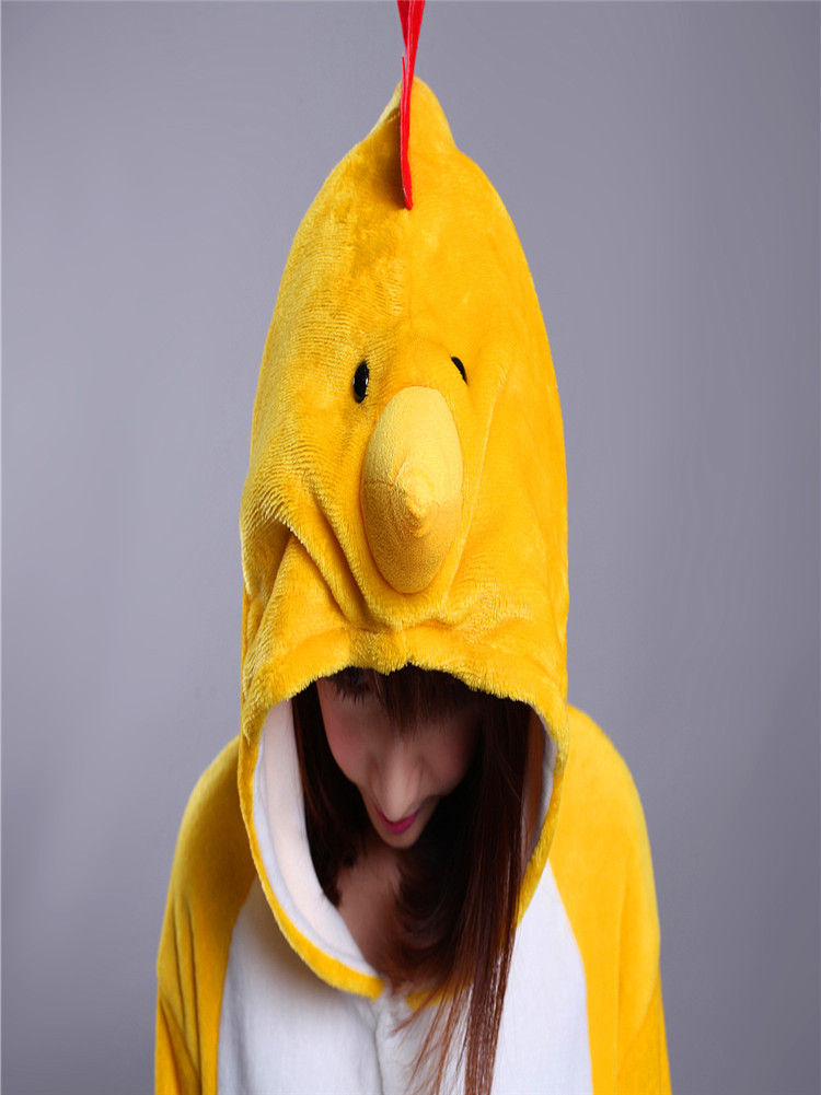 秋冬季法兰绒卡通动物十二生肖鸡连体睡衣 男女如厕版居家服