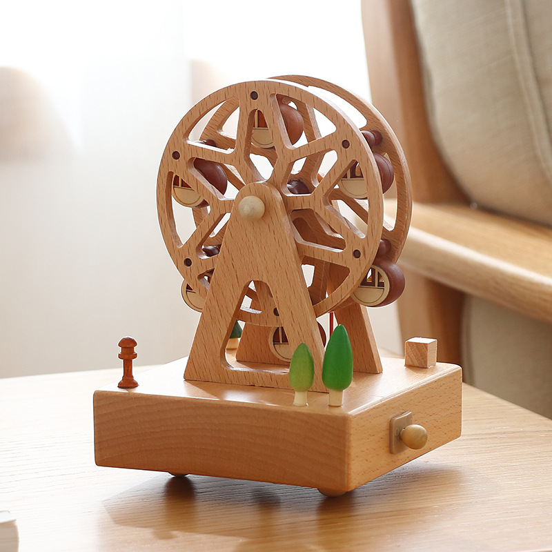 批发木质音乐盒 创意圣诞精美礼品 木制工艺品装饰摆件复古八音盒