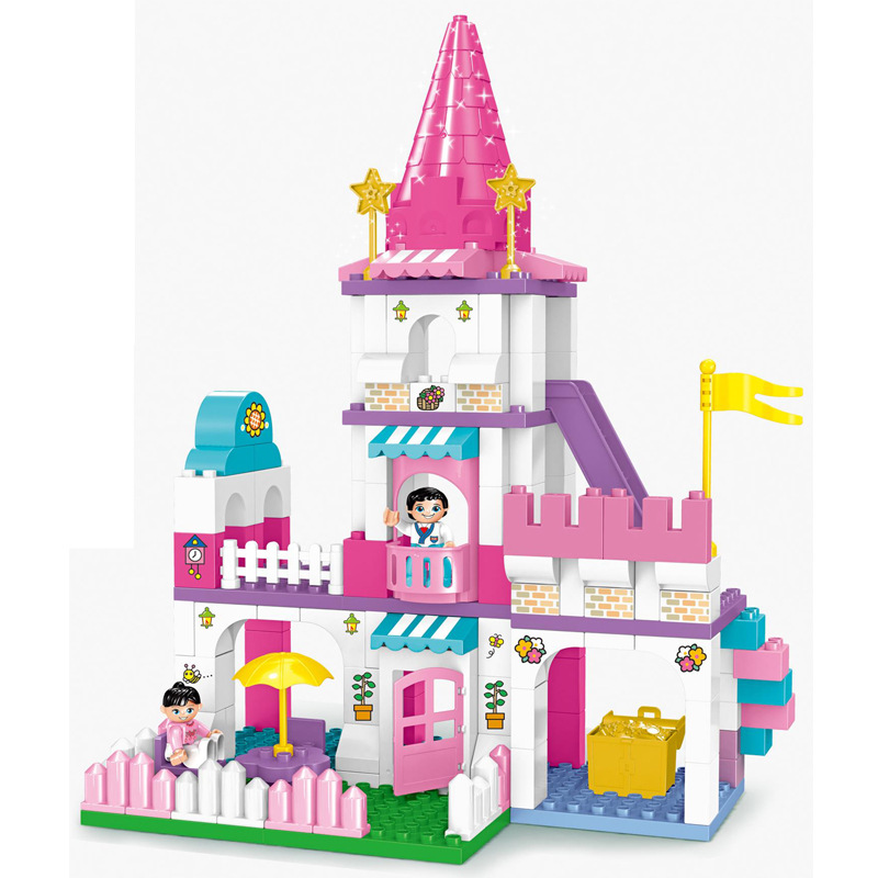 幼儿园儿童塑料拼装玩具梦幻城堡146块益智拼插积木玩具