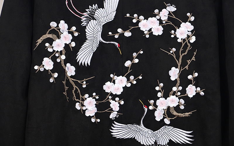 2017秋冬新款 中国有嘻哈仙鹤刺绣双排扣风衣男修身中长款大衣