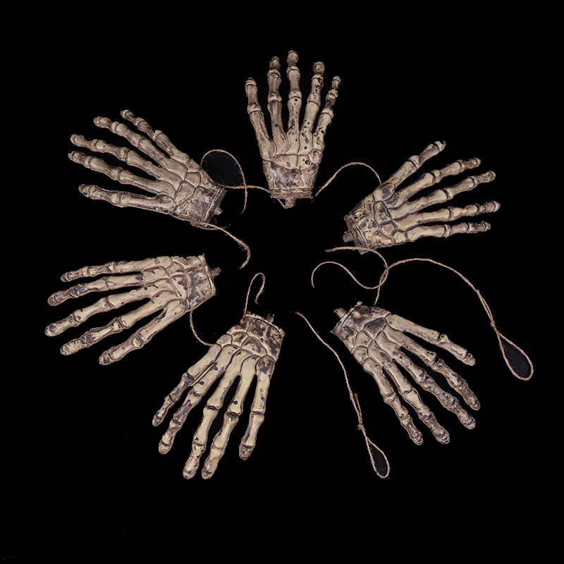 恐怖创意万圣节酒吧鬼屋装饰整蛊吓人道具 仿真骷髅手假手挂件