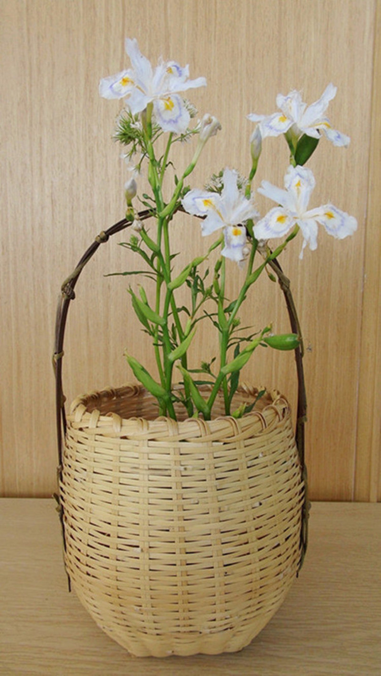竹编工艺品竹制品竹花篮花器花瓶插花花道装饰出口日本厂家直销