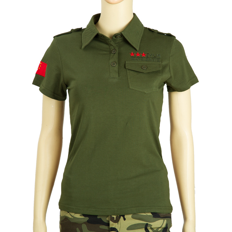 新款军绿色 迷彩 水兵舞款军绿色女款t恤 舒适吸汗面料 厂家直销