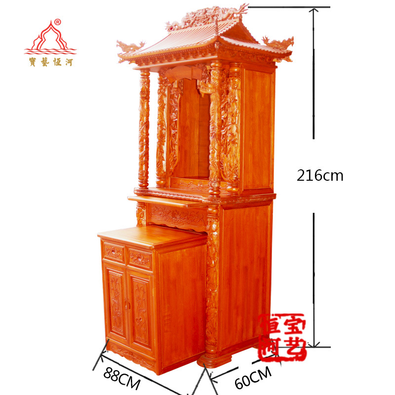 双龙柱屋顶套柜神楼佛龛-尺寸图