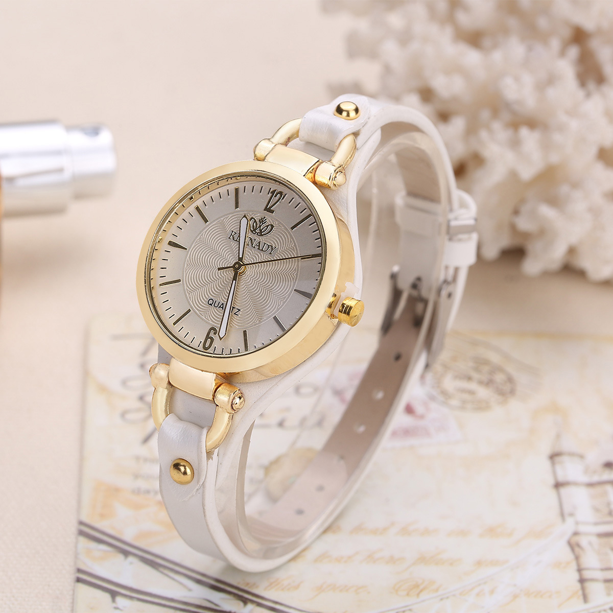 Foreign Trade Hot Selling Punk New Rivets Women's Casual Simple Thin Belt PU Leather Quartz Watch Female Wholesale