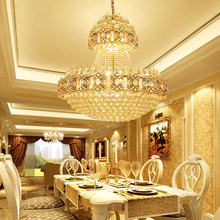 奢华水晶吊灯欧式时尚卧室餐厅楼梯过道LED水晶灯饰金黄色吊灯