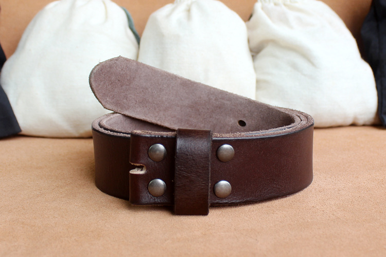 跨境专供 男士无头水洗腰带头层牛皮带身38mm手工皮具植鞣革带条