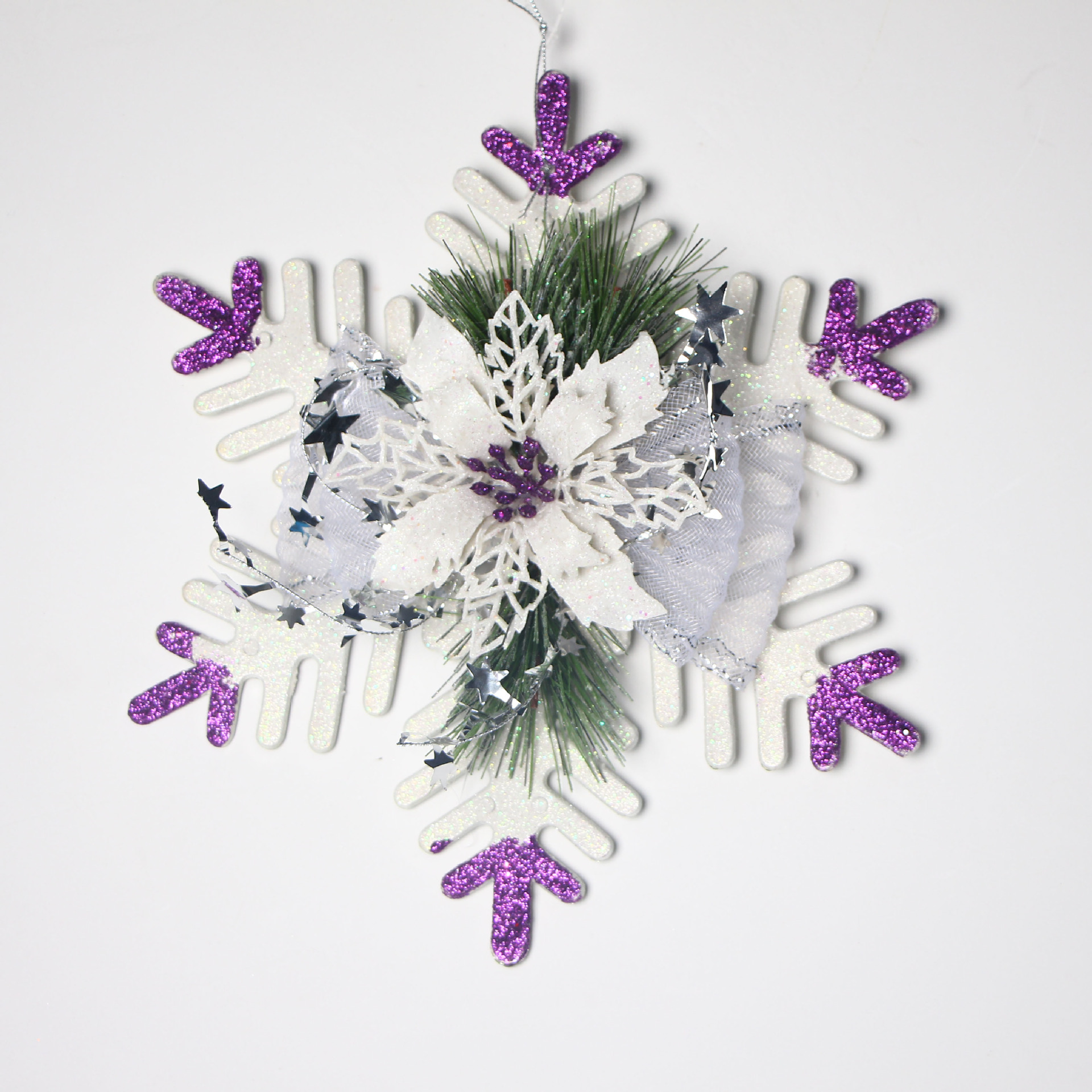 圣诞装饰品 金粉塑料圣诞树 雪花片挂件塑料opp袋圣诞树现货