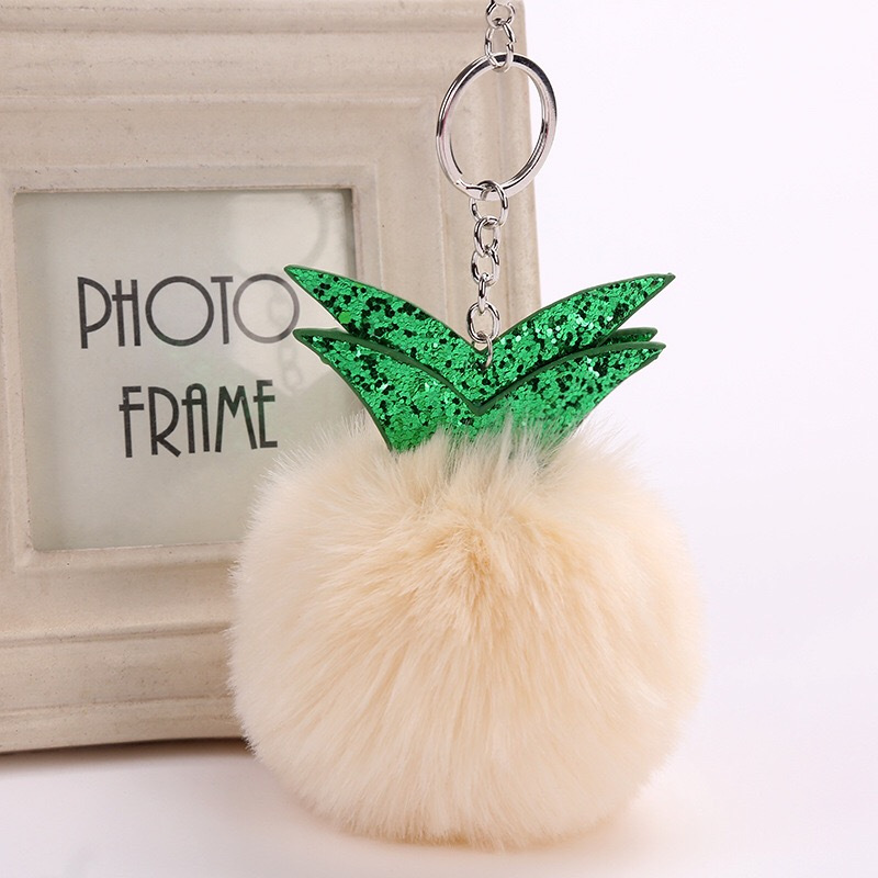 丹顺饰品厂家环保欧美饰品兔毛毛球钥匙挂件绒球钥匙圈包包链挂饰