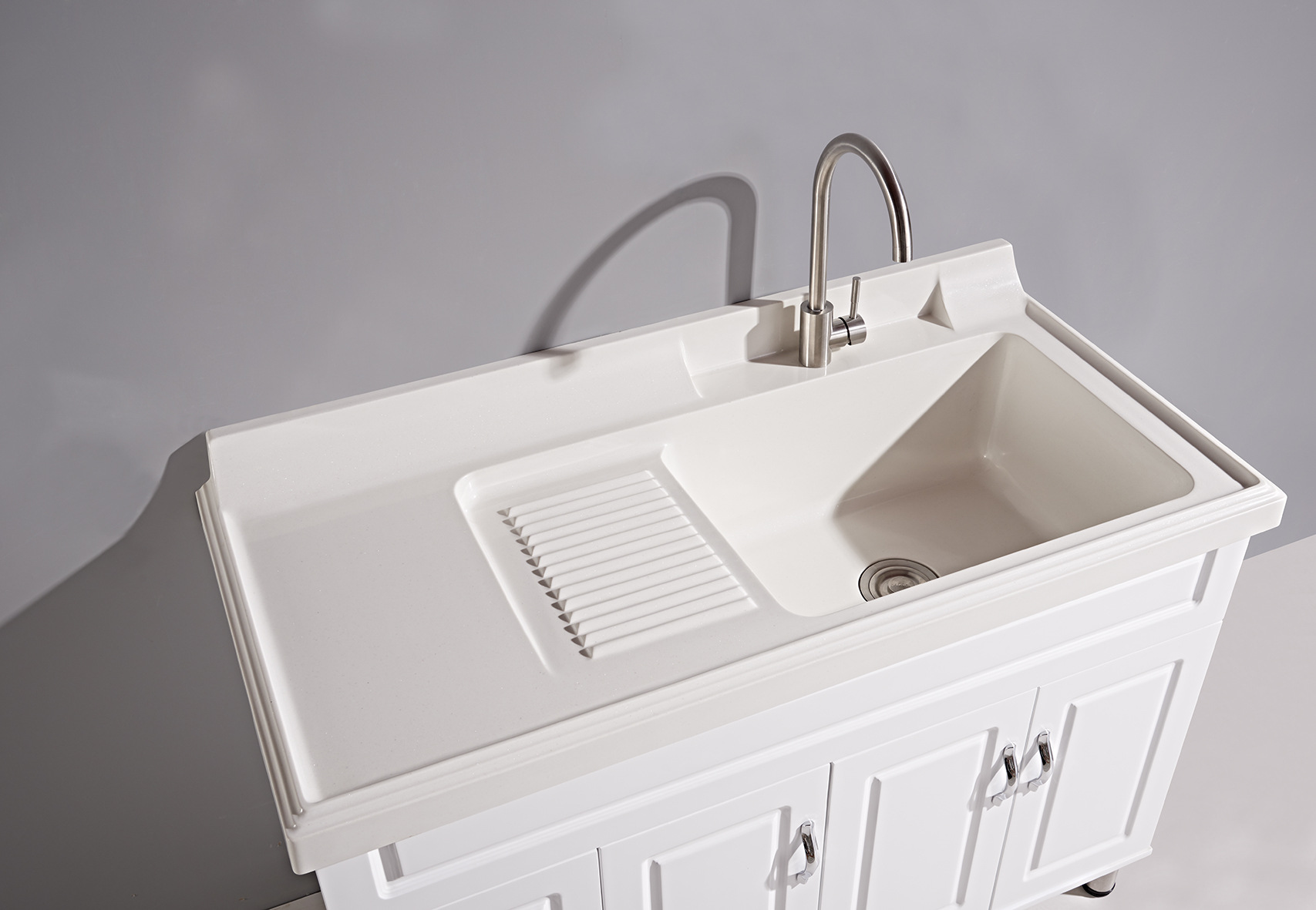 ht-8053 实木全白浴室柜洗脸洗手 整体组合柜 石英石台盆厂家批发