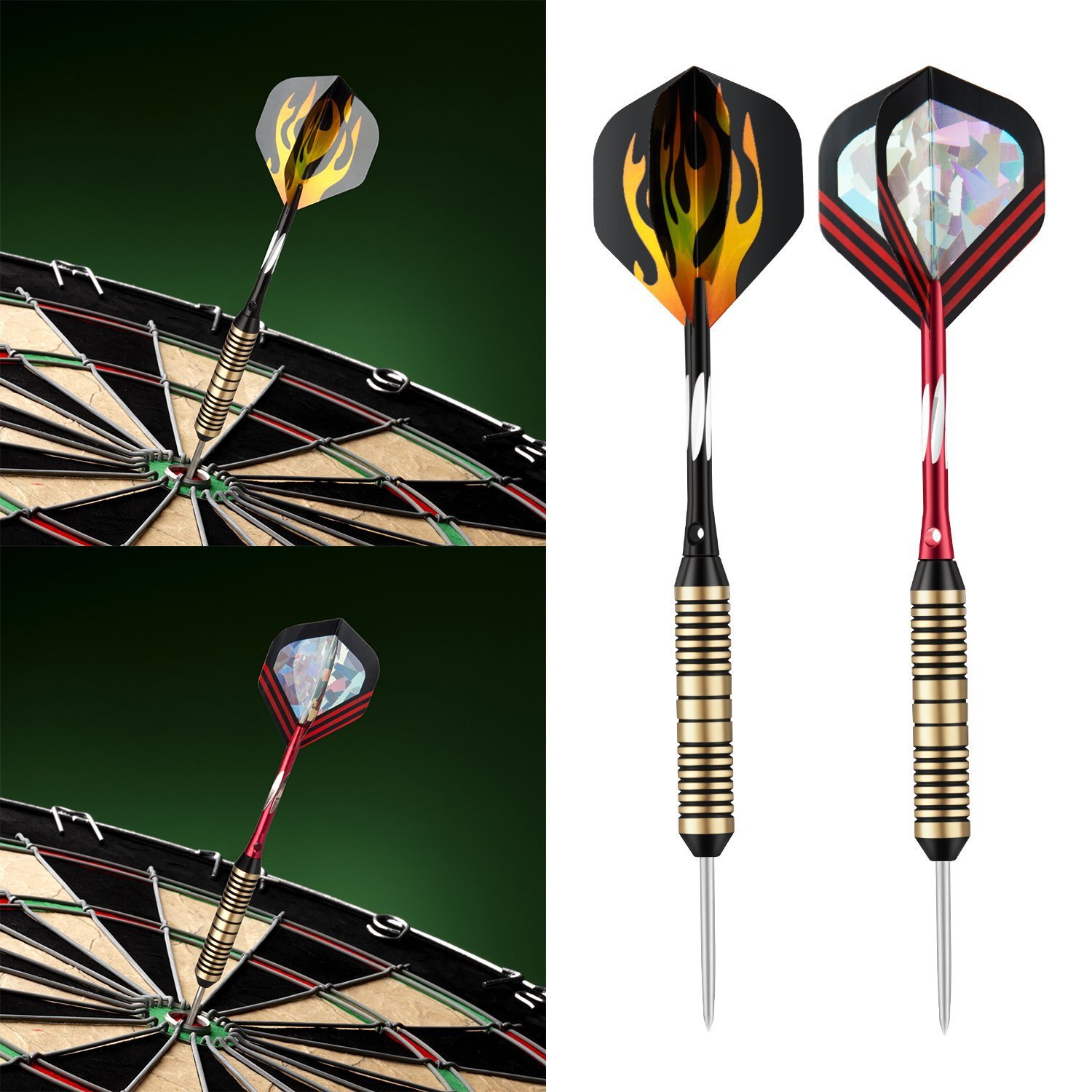 铜雕花针式飞镖套装 6只完整飞镖 2个镖盒 212克每套