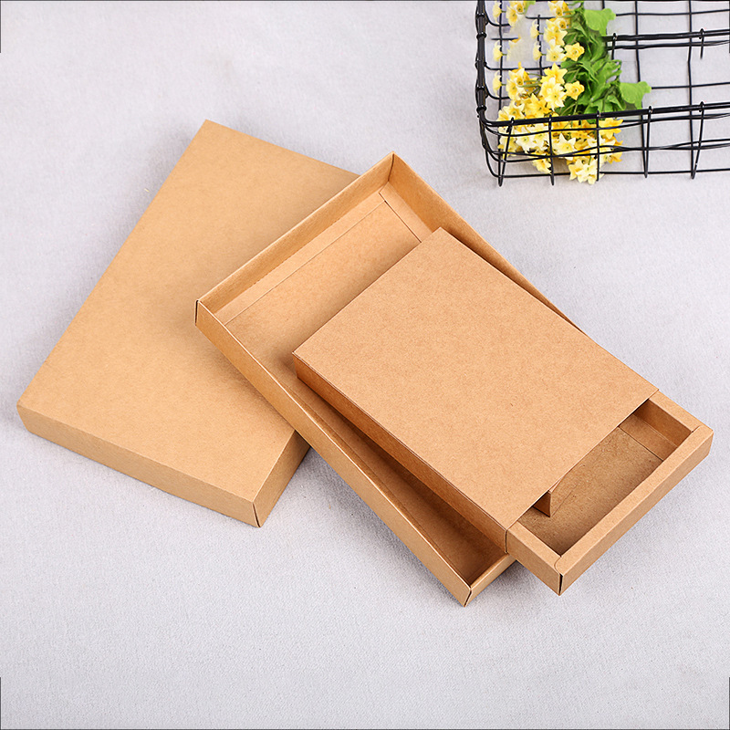 2022 New Portable Drawer Carton Creative Simple Kraft Paper Box Cosmetics Packaging Box in Stock Wholesale