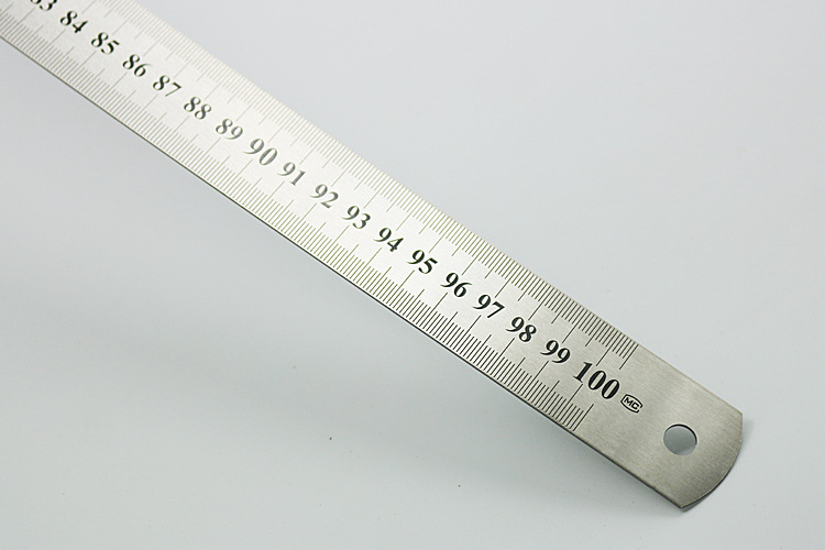 剑鱼不锈钢公英制钢直尺双面刻度绘图多功能刻度15-60厘米测量尺