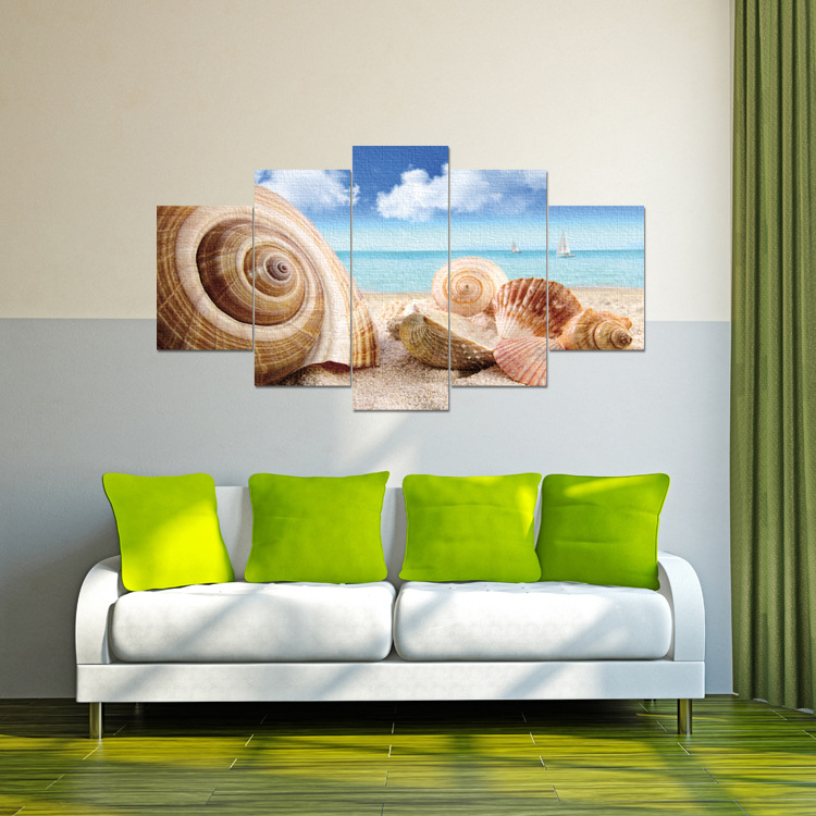 热销简约现代五框画五拼油画布挂画五联画组合家居装饰背景墙壁画