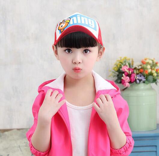 新款儿童嘻哈鸭舌帽夏季镂空网帽休闲户外男女宝宝遮阳卡通棒球帽