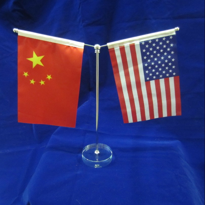 2020新款桌面水晶小旗座商务会议谈判桌旗座两层水晶座稳重大气