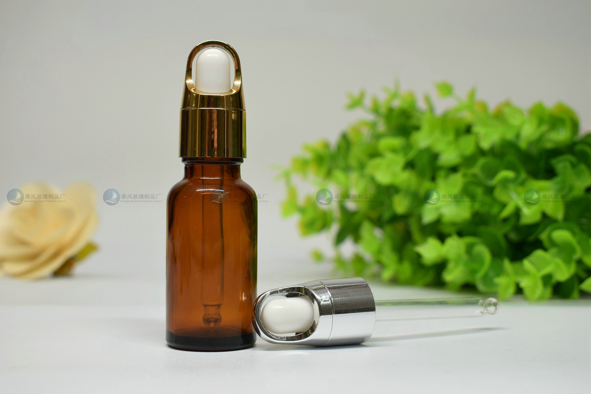 玻璃瓶20ml 棕色精油瓶 玻璃滴管瓶 化妆品玻璃包装瓶 可喷涂印