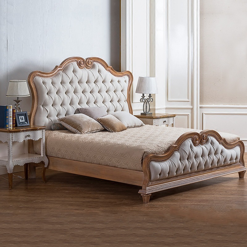 美威家具欧式实木双人床公主床美式田园风格18m床简北欧雕花家具