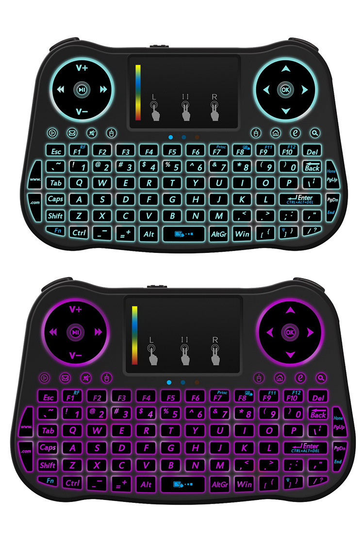 空中飞鼠迷你小键盘i8升级mt08七色背光键盘 2.4g无线触摸遥控器