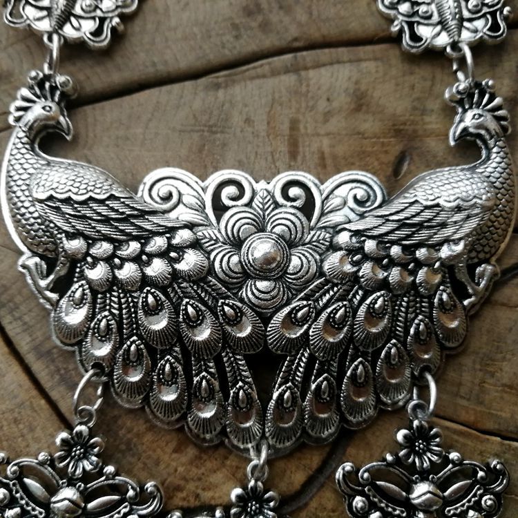 厂家直销复古民族风苗银项链长款孔雀毛衣链百搭中国风女项饰挂饰