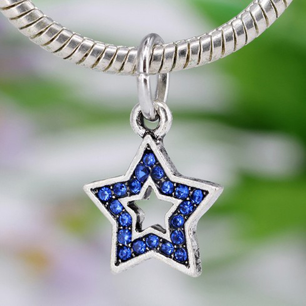 夏季新款镶钻五角星形状吊坠闪耀你我的心合金滴油手链配件批发