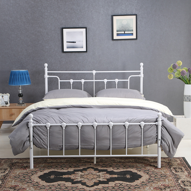 厂家直销欧式铁艺床铁架床白色双人简约公寓酒店床
